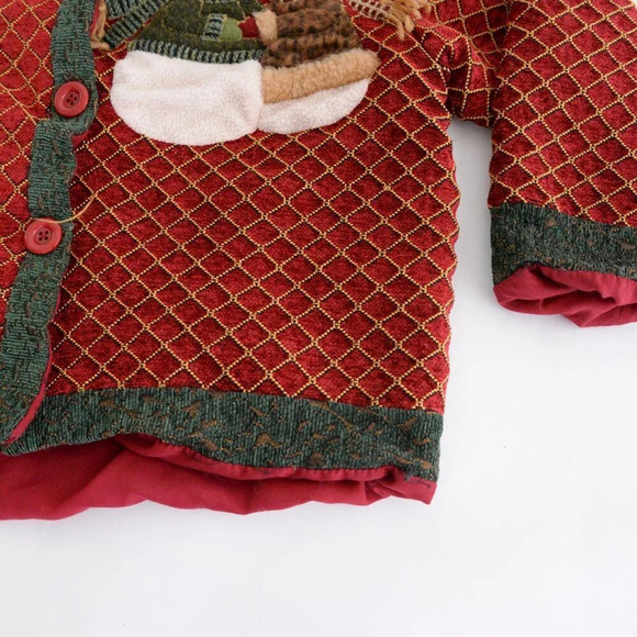 Red & Green Holiday Festive Snowman Button Up Cardigan Jacket Ugly Christmas M - Picture 6 of 11